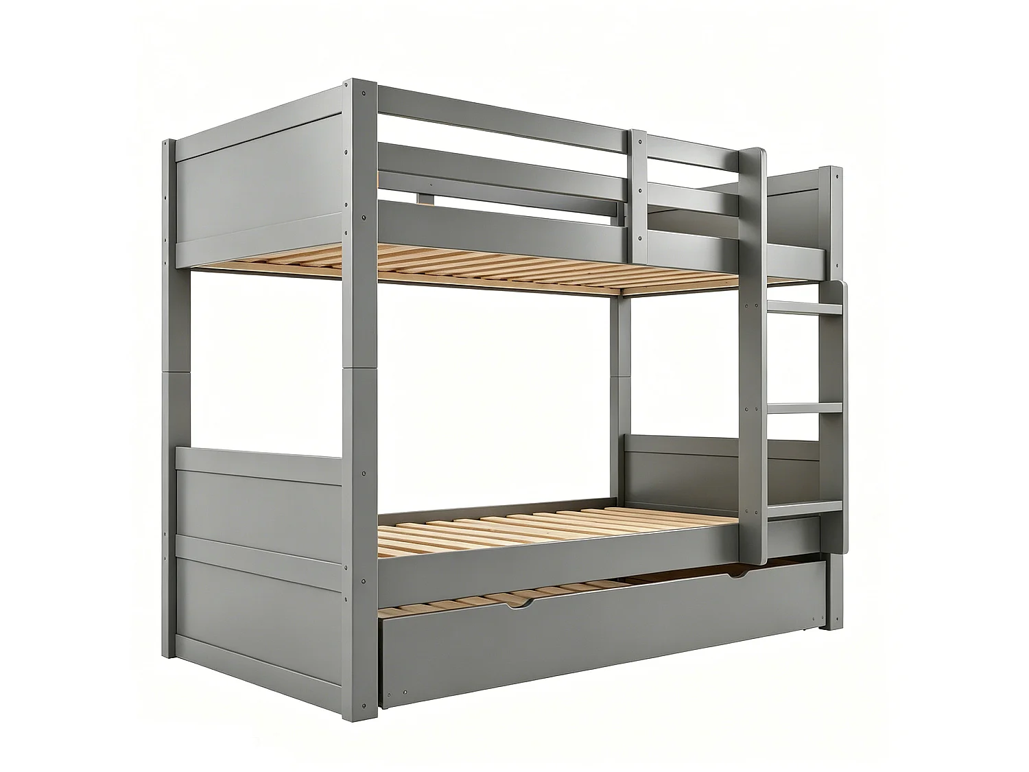 Kinderstapelbed 90x200 cm met uitschuifbed 90x190 cm, om te bouwen tot een eenpersoonsbed - Grijs