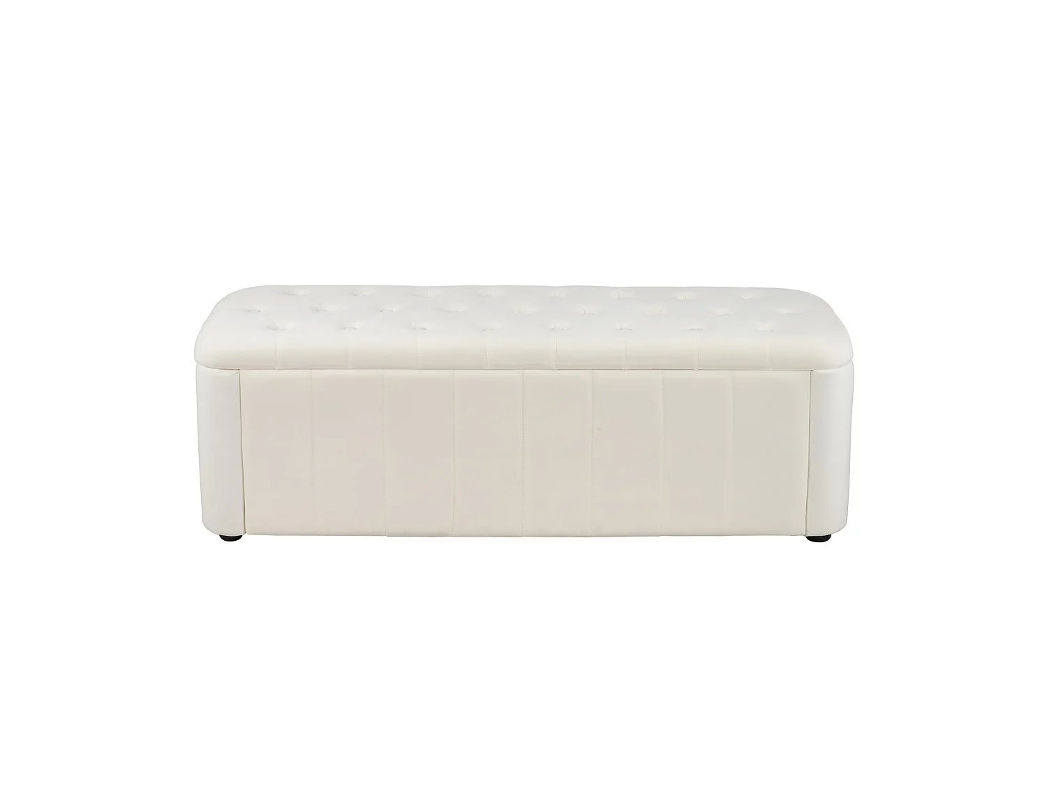 Banc de lit 132x47.5x44 cm en velours beige avec rangement