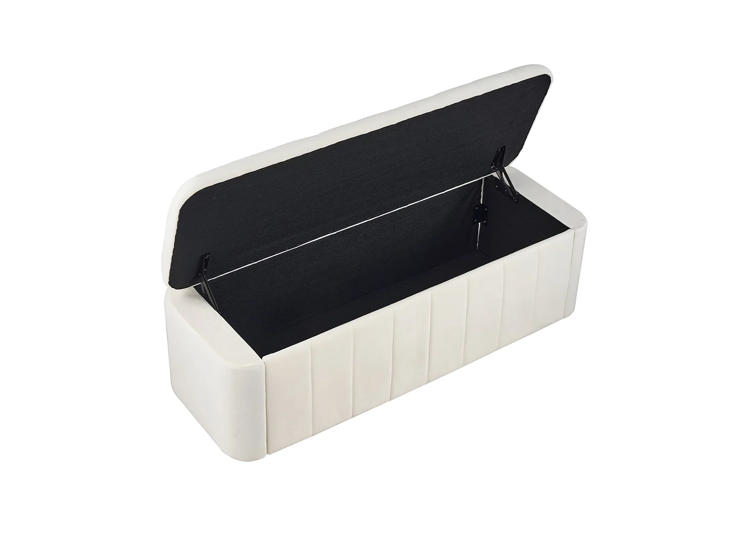 Banc de lit 132x47.5x44 cm en velours beige avec rangement