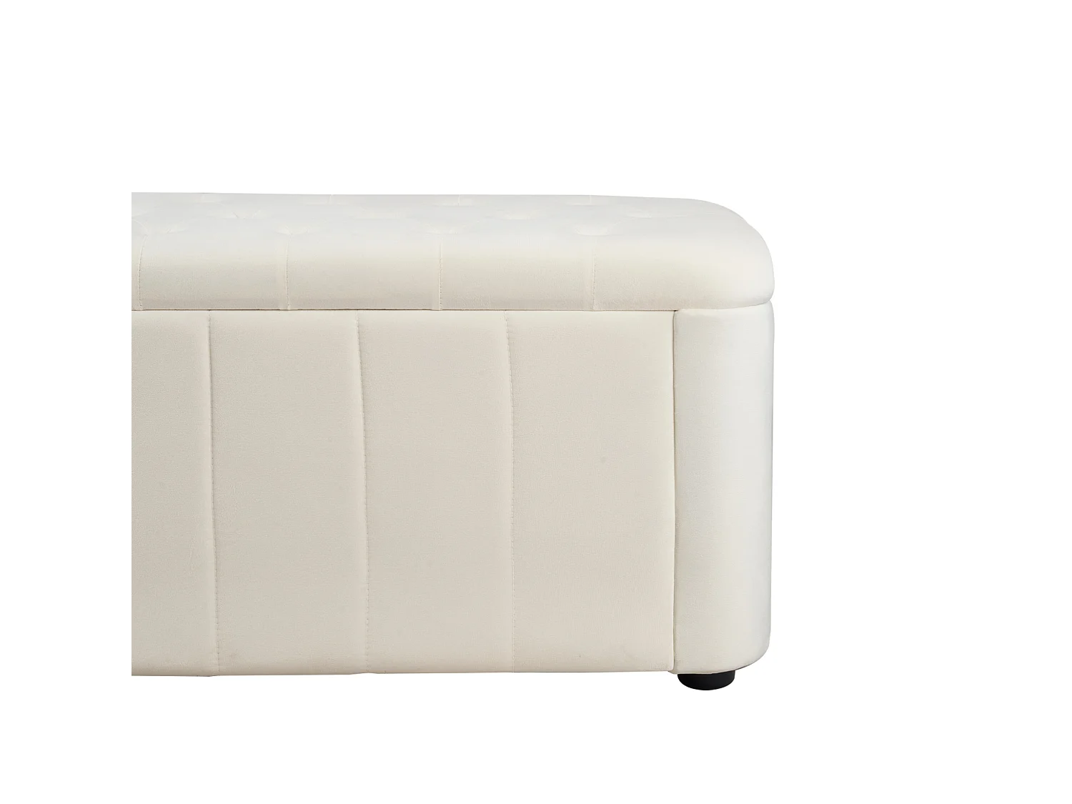 Banc de lit 132x47.5x44 cm en velours beige avec rangement