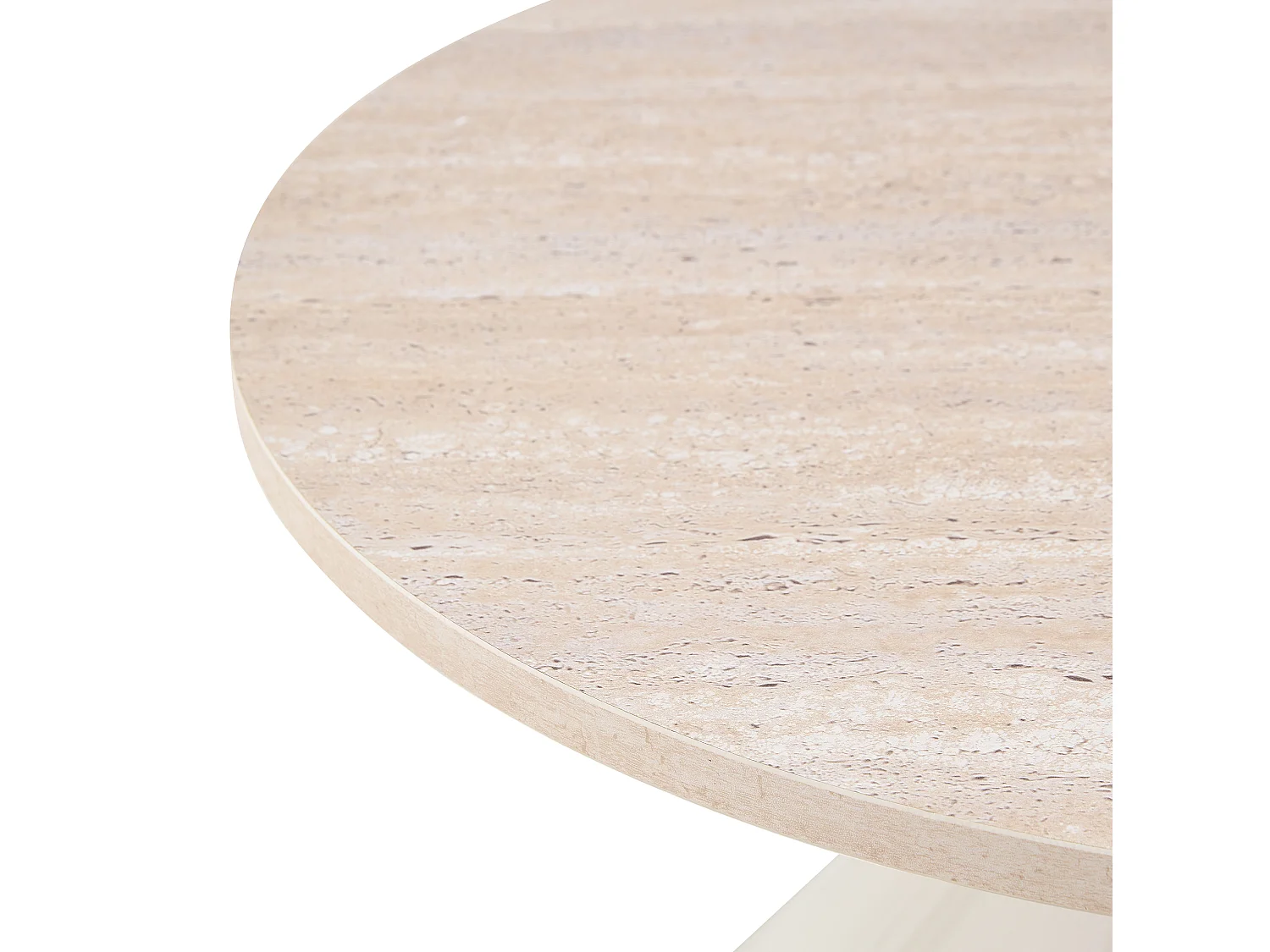 Lot de 2 tables basses 70 cm et 50 cm - Plateau en imitation travertin - Crème
