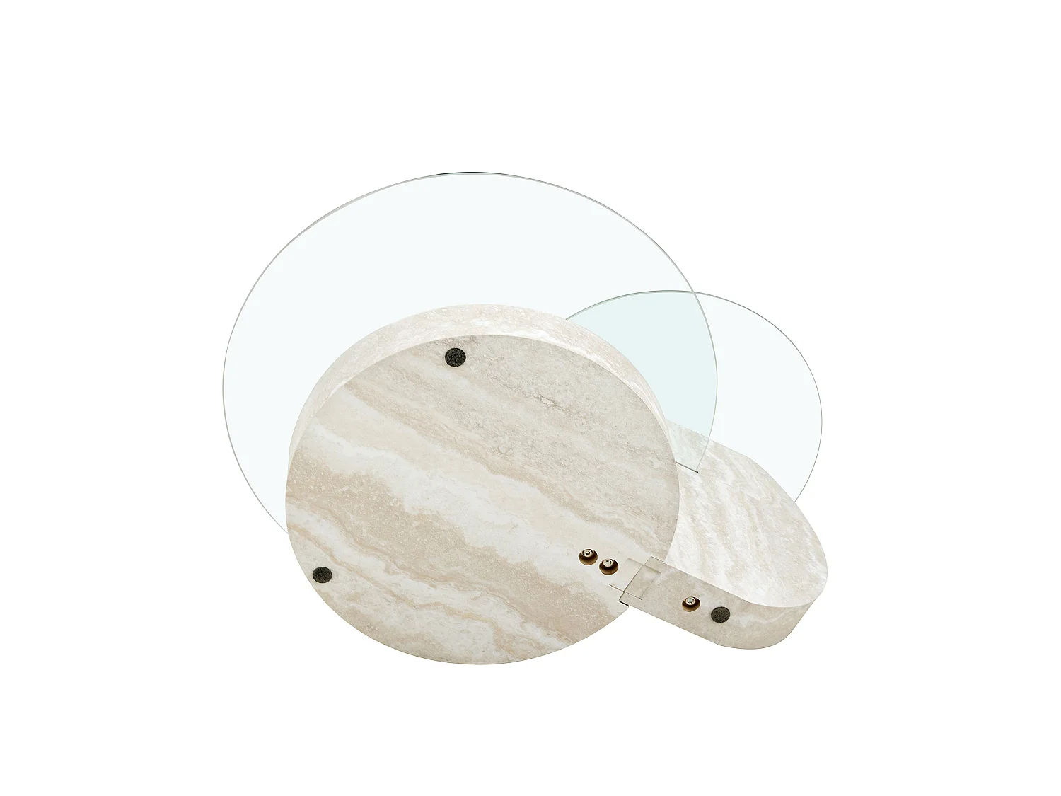 Mesa de centro minimalista de cristal de 2 niveles - Acabado madera gris claro