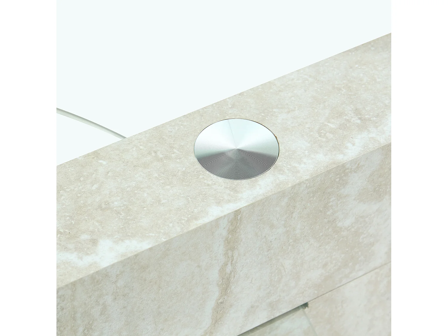 Mesa de centro minimalista de cristal de 2 niveles - Acabado madera gris claro