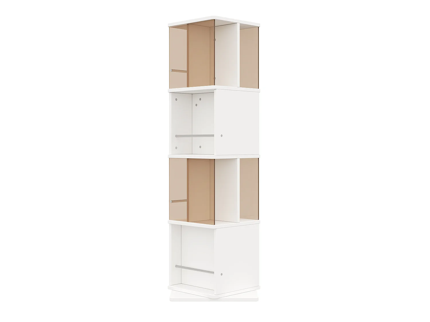 Vitrine rotative avec tiroir - Verre trempé brun et MDF - Blanc