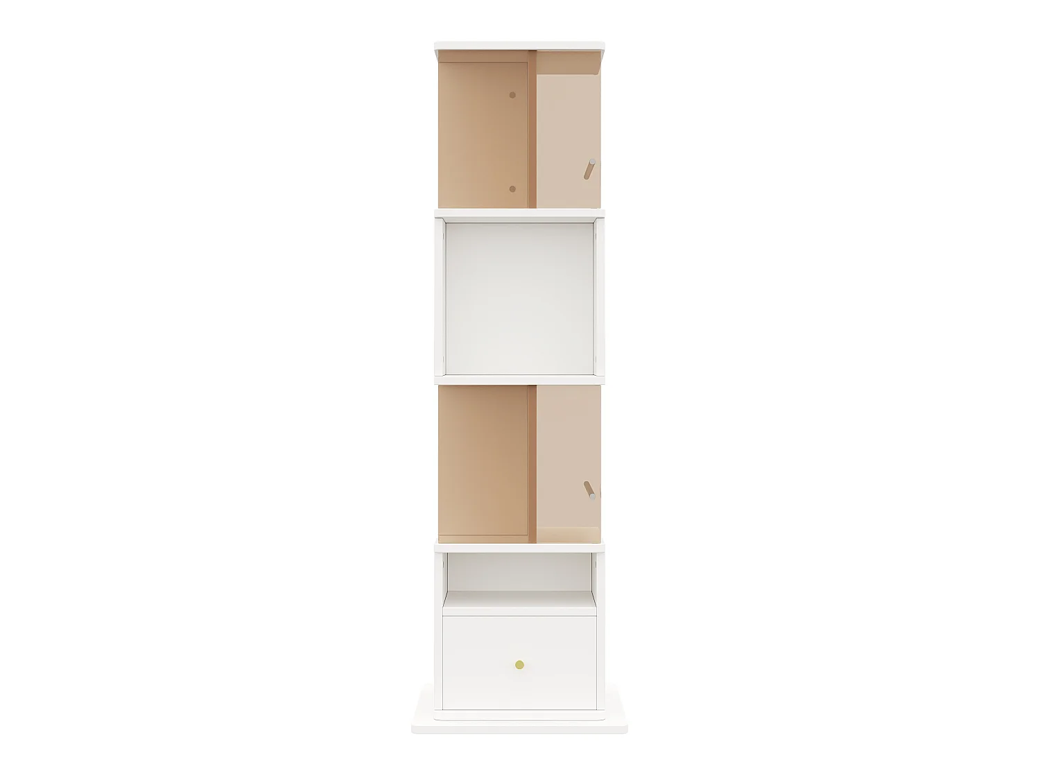 Vitrine rotative avec tiroir - Verre trempé brun et MDF - Blanc