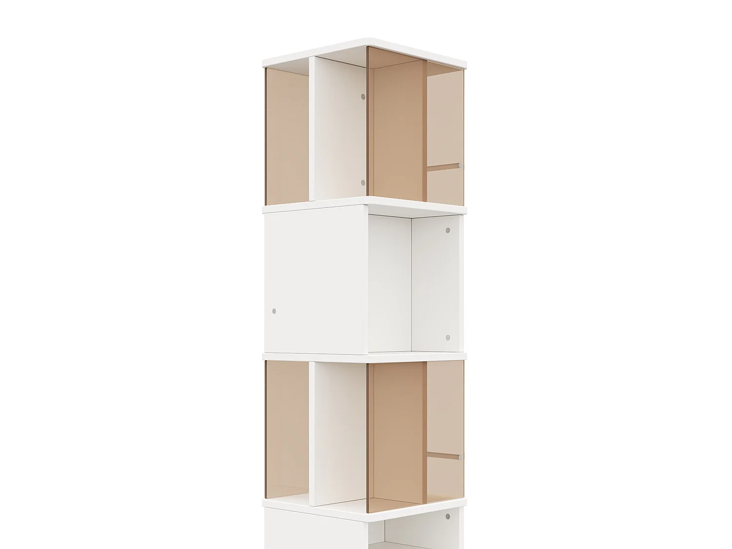 Vitrine rotative avec tiroir - Verre trempé brun et MDF - Blanc