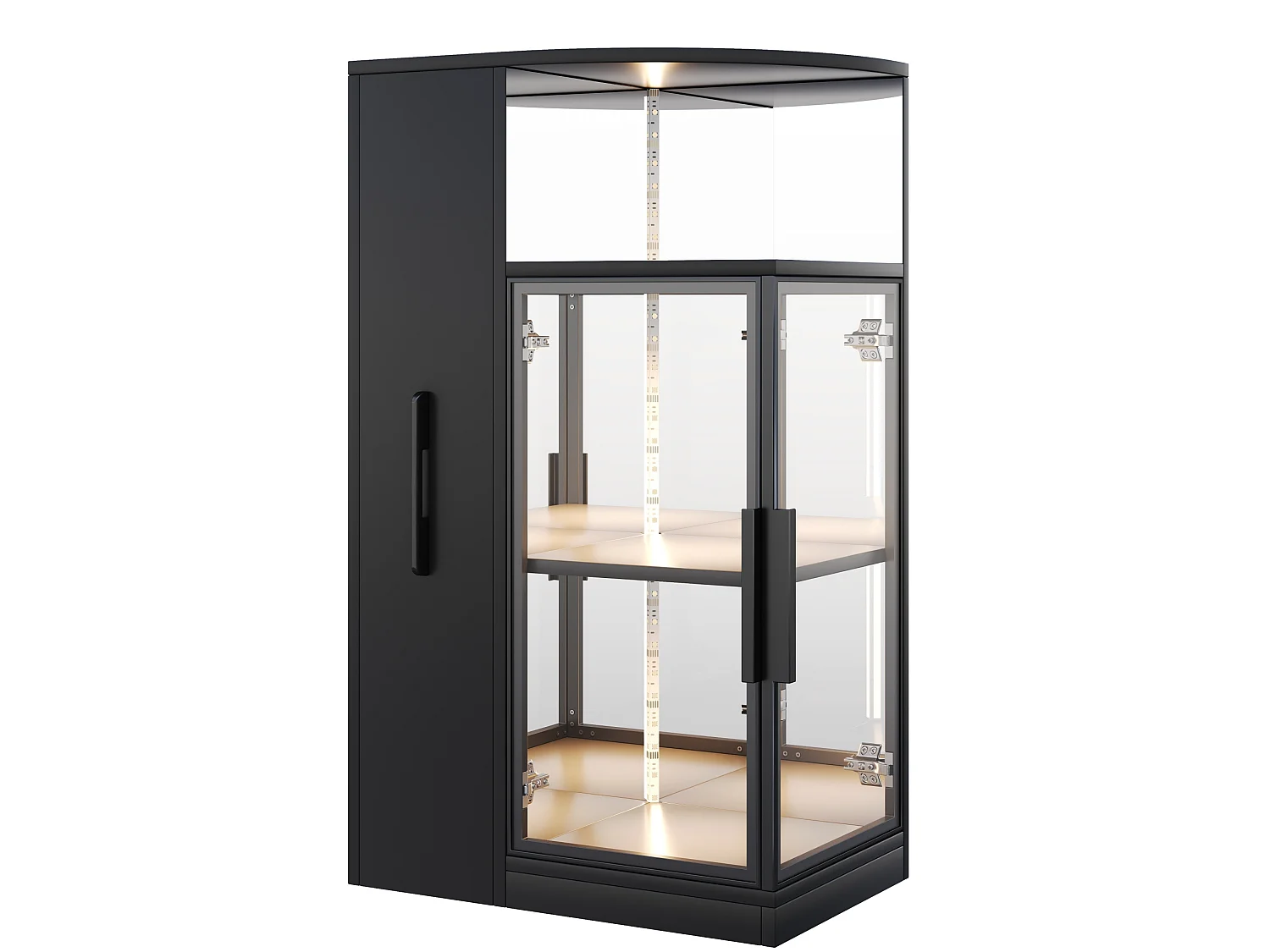 Vitrine em vidro 64x42x112 cm com iluminação LED e 2 portas - Preto
