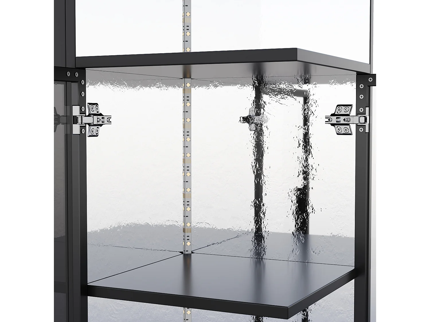 Vitrine em vidro 64x42x112 cm com iluminação LED e 2 portas - Preto