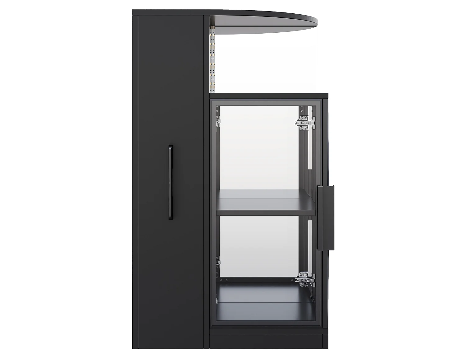 Vitrine em vidro 64x42x112 cm com iluminação LED e 2 portas - Preto