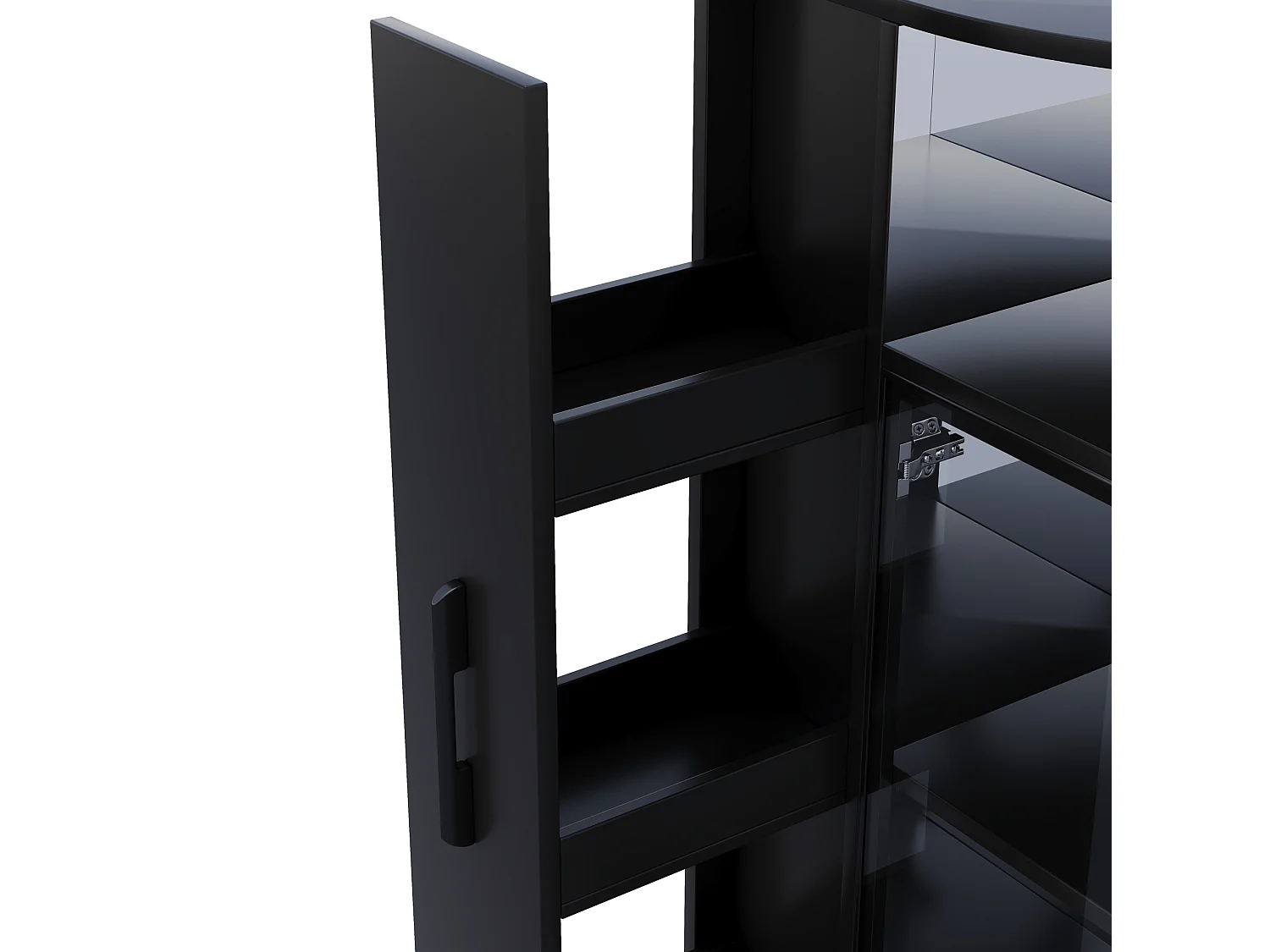 Vitrine em vidro 64x42x112 cm com iluminação LED e 2 portas - Preto
