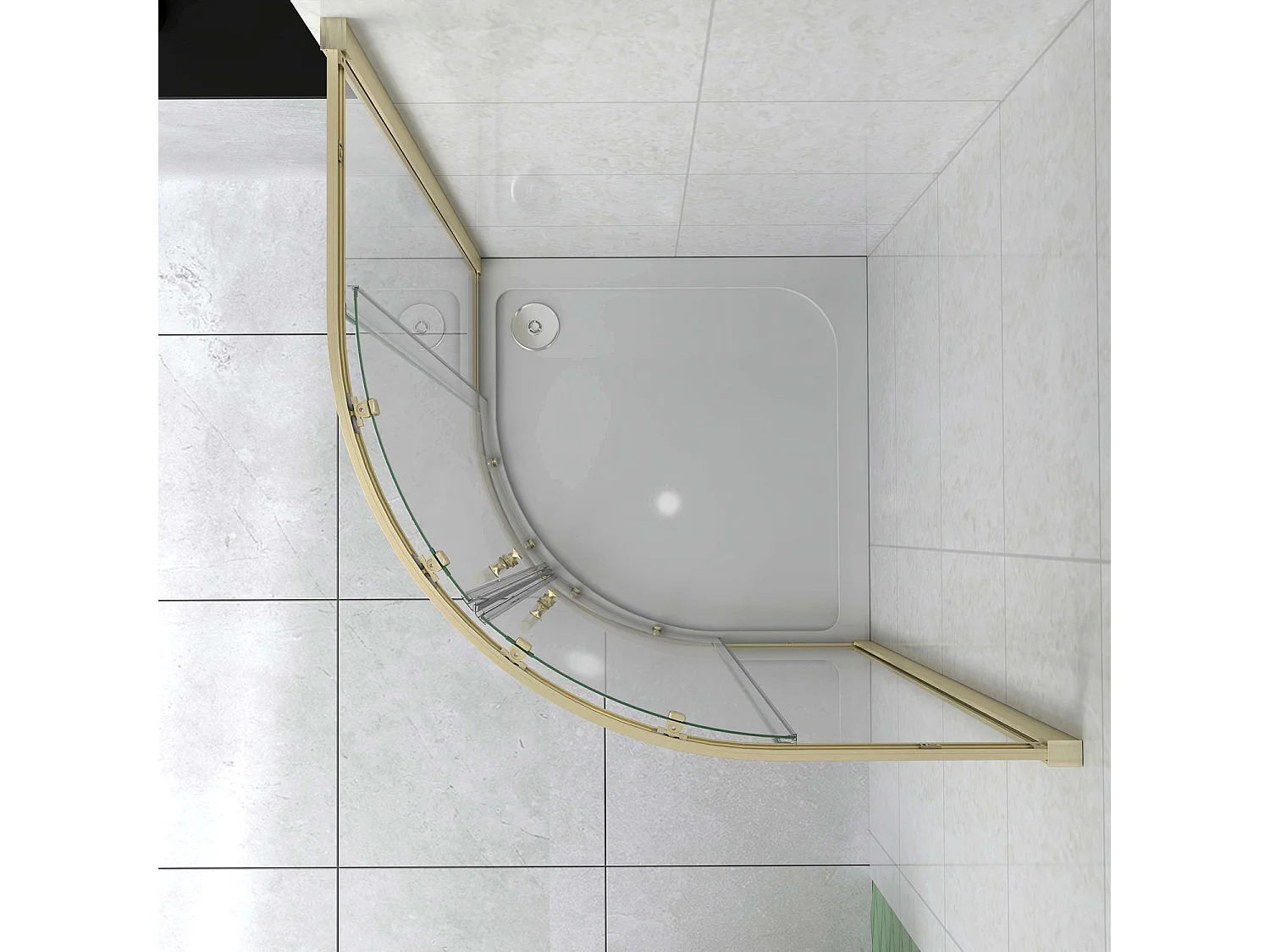 Box Doccia Semicircolare 90X90 cm Porte Scorrevoli Vetro Temperato 6 mm Trasparente Anticalcare Oro Spazzolato 190 cm