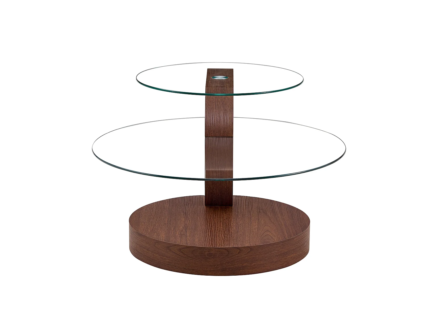 Mesa de centro minimalista de cristal de 2 niveles - Acabado madera marrón
