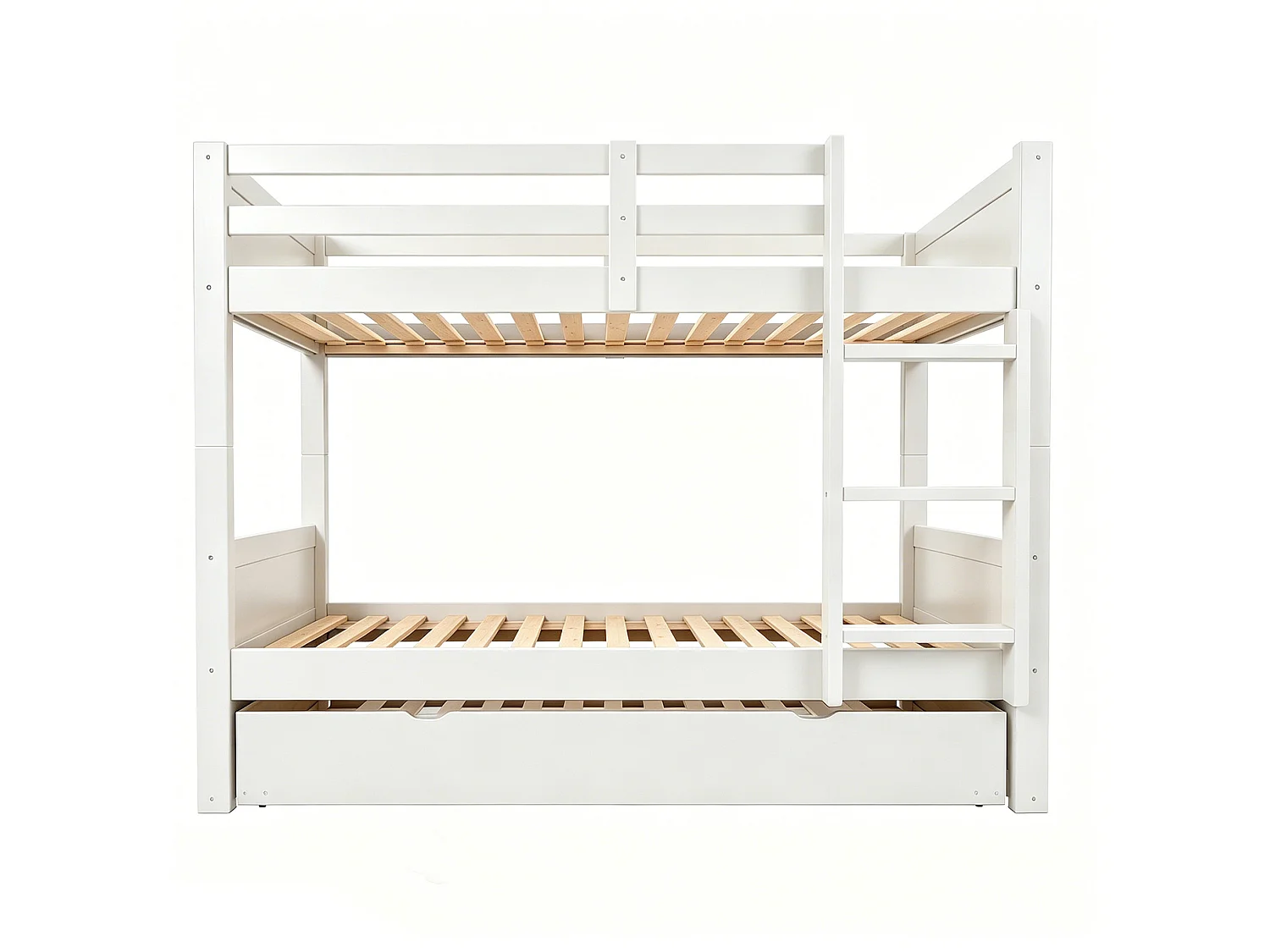 Kinderstapelbed 90x200 cm met uitschuifbed 90x190 cm, om te bouwen tot een eenpersoonsbed - Wit