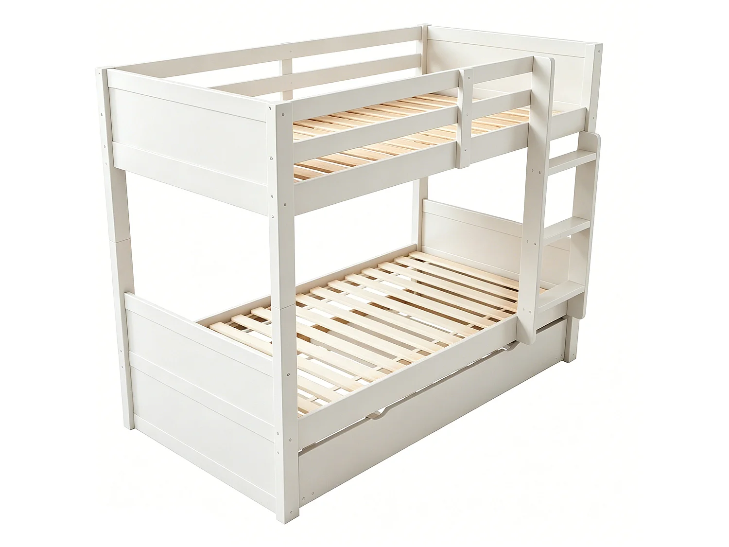 Kinderstapelbed 90x200 cm met uitschuifbed 90x190 cm, om te bouwen tot een eenpersoonsbed - Wit
