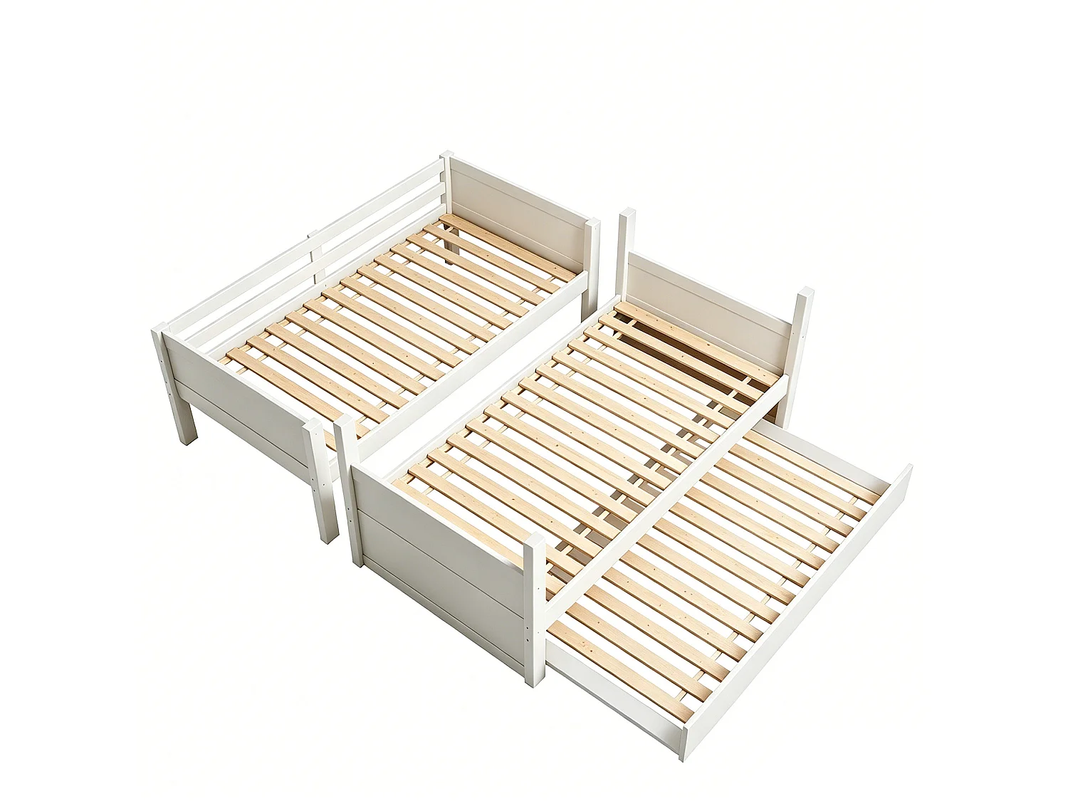 Kinderstapelbed 90x200 cm met uitschuifbed 90x190 cm, om te bouwen tot een eenpersoonsbed - Wit