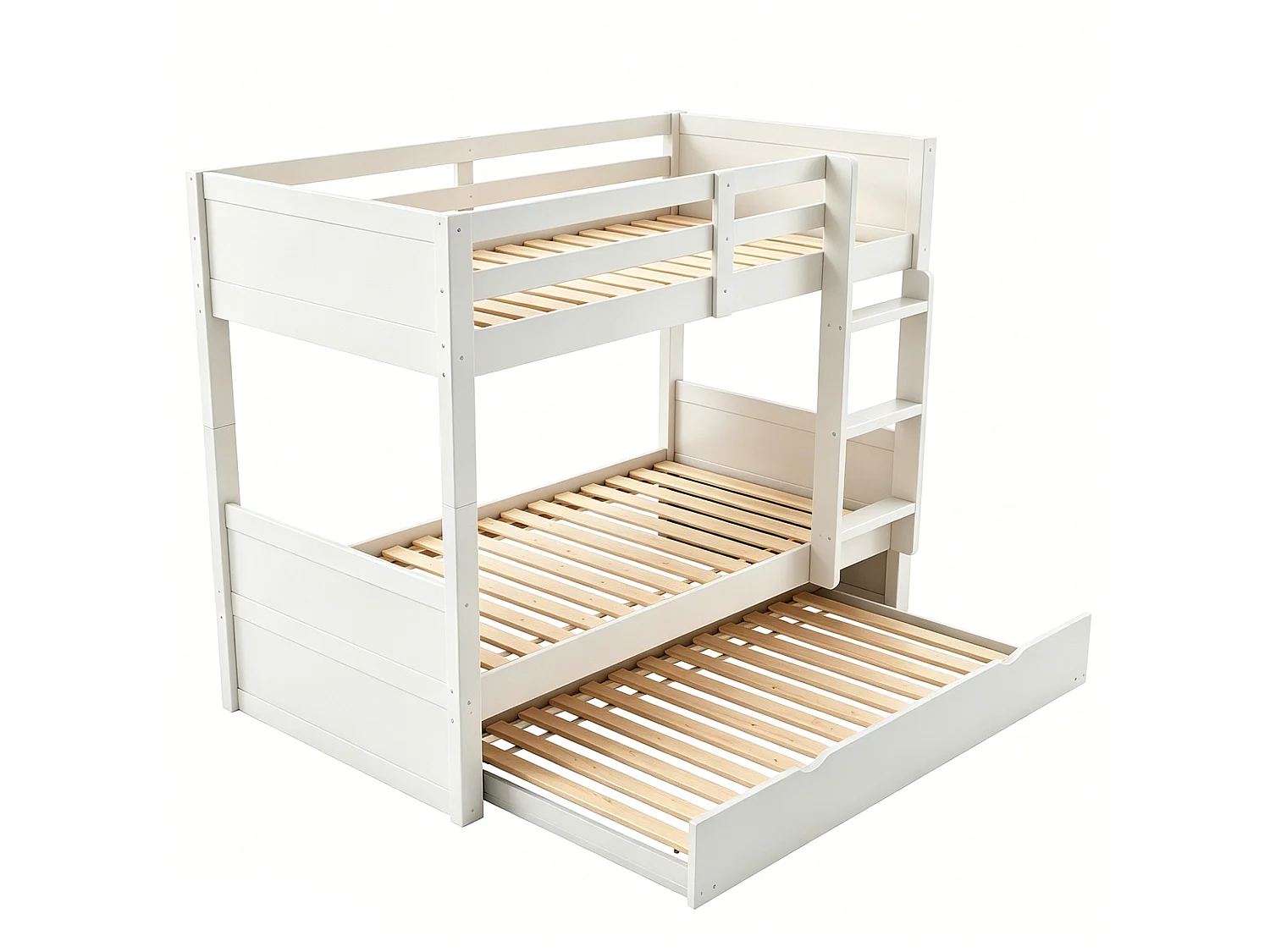 Kinderstapelbed 90x200 cm met uitschuifbed 90x190 cm, om te bouwen tot een eenpersoonsbed - Wit