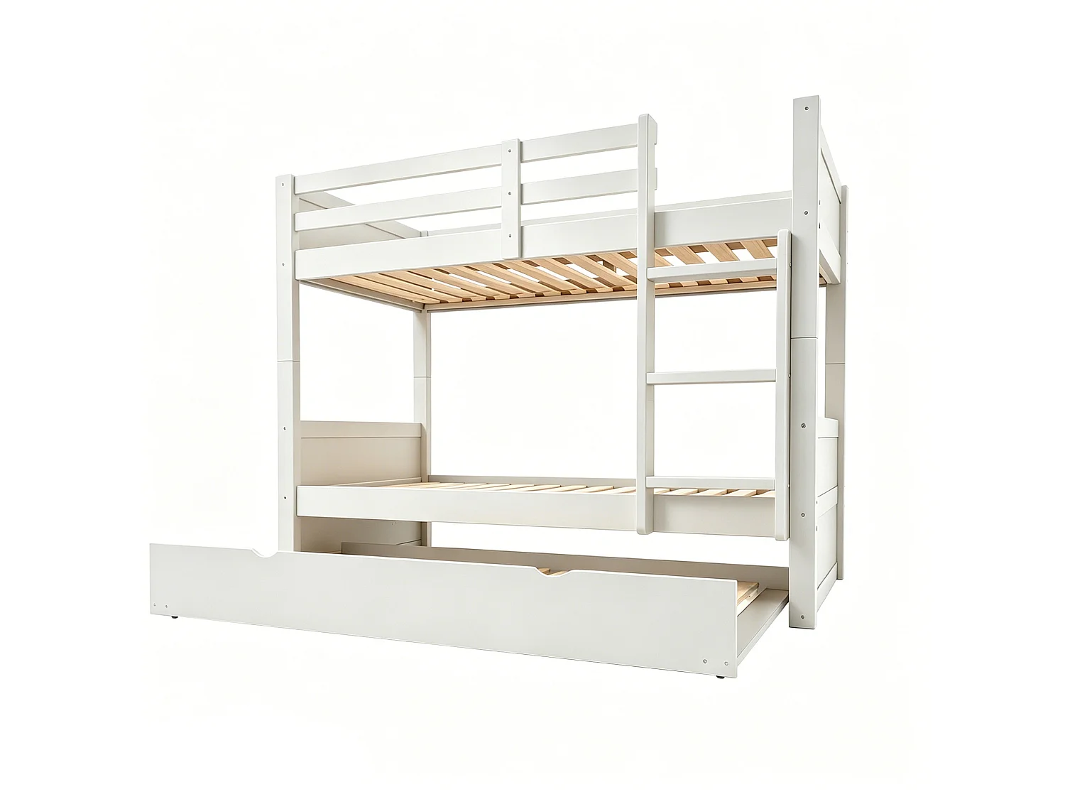Kinderstapelbed 90x200 cm met uitschuifbed 90x190 cm, om te bouwen tot een eenpersoonsbed - Wit