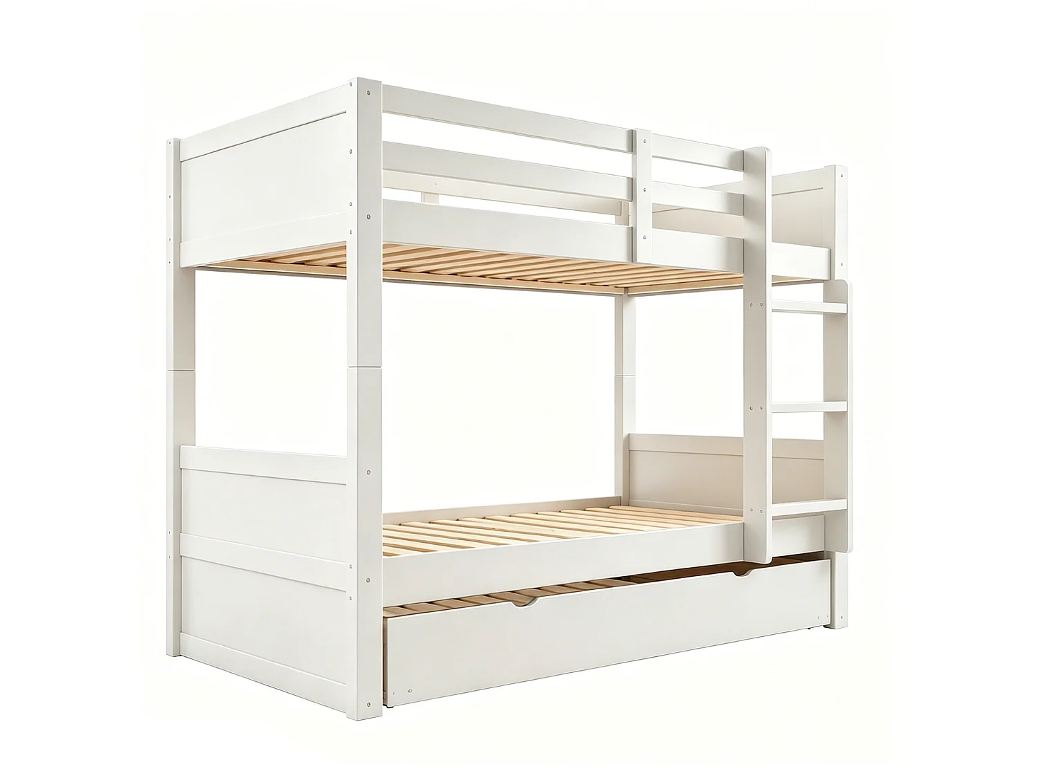 Kinderstapelbed 90x200 cm met uitschuifbed 90x190 cm, om te bouwen tot een eenpersoonsbed - Wit