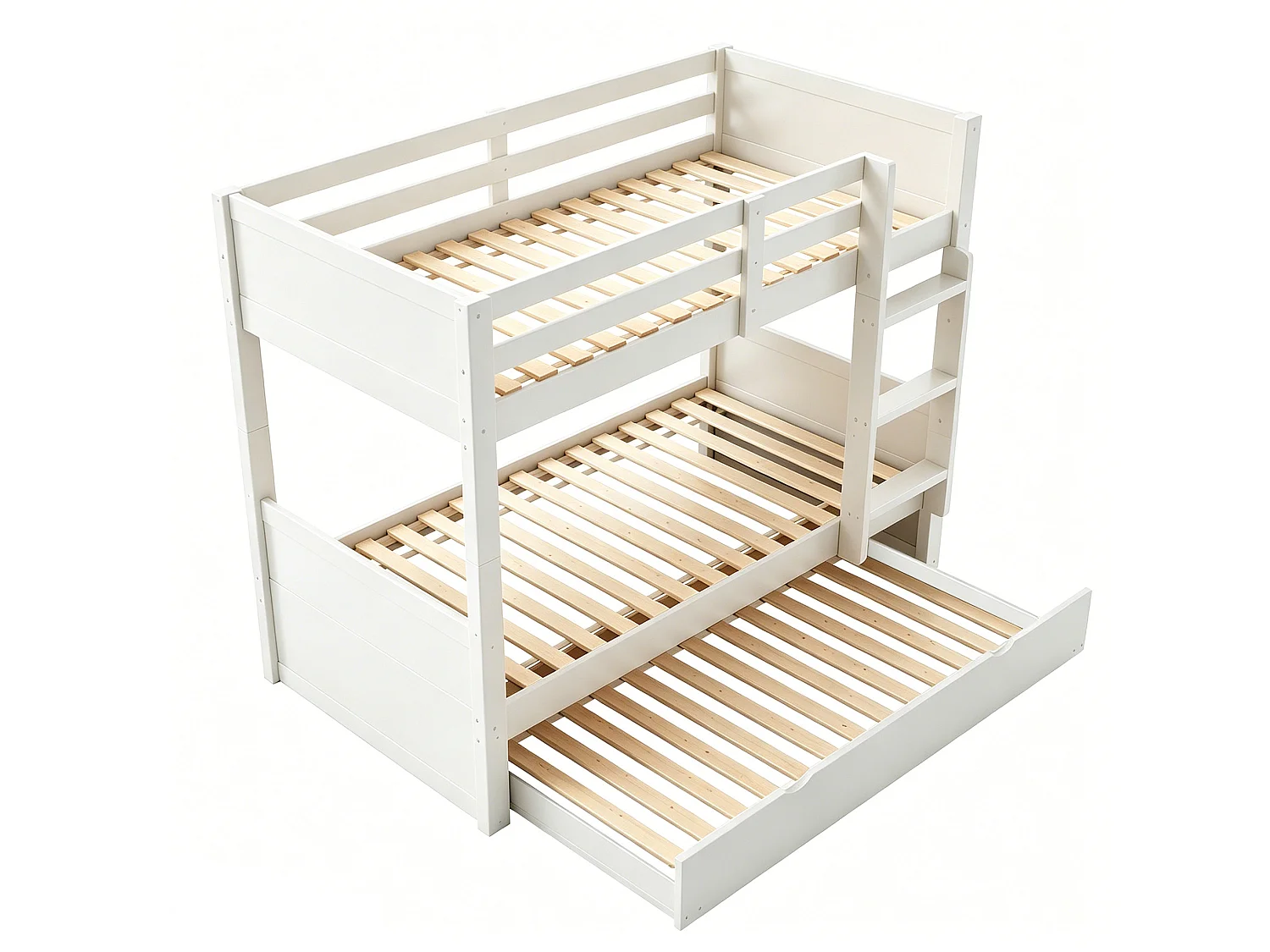 Kinderstapelbed 90x200 cm met uitschuifbed 90x190 cm, om te bouwen tot een eenpersoonsbed - Wit