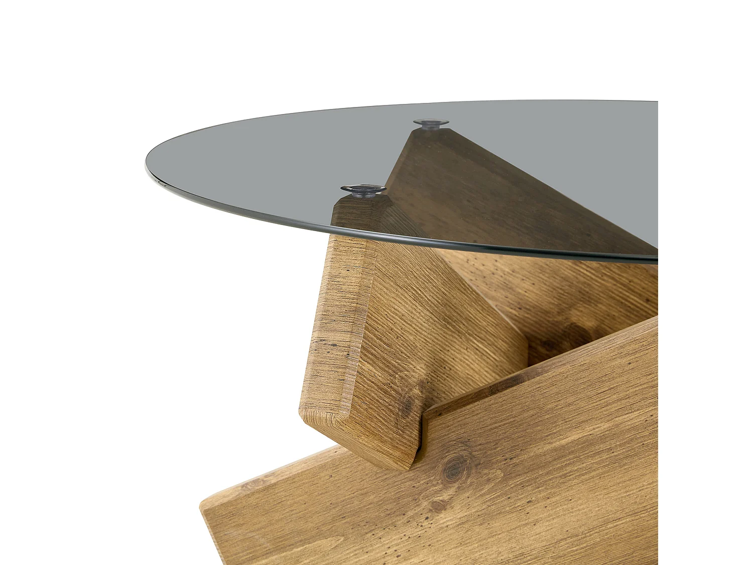Ronde salontafel 79 cm in houtkleur - MDF en glas - Modern design