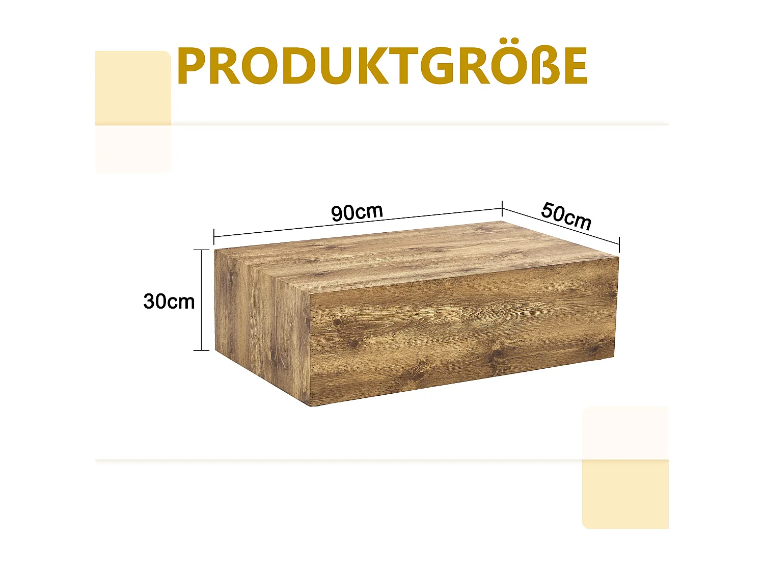 Table basse rectangulaire 90x50x30 cm - Bois foncé