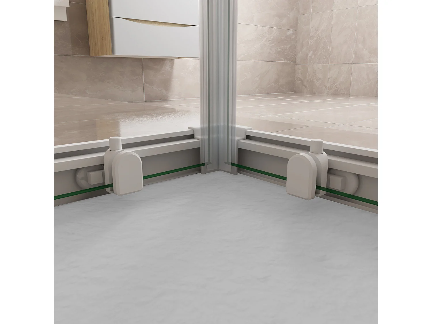 185 cm Box Doccia Angolare 100x100 cm Porte Scorrevoli Vetro Temperato 5 mm Anticalcare Fascie in Serigrafato Telaio Bianco Opaco