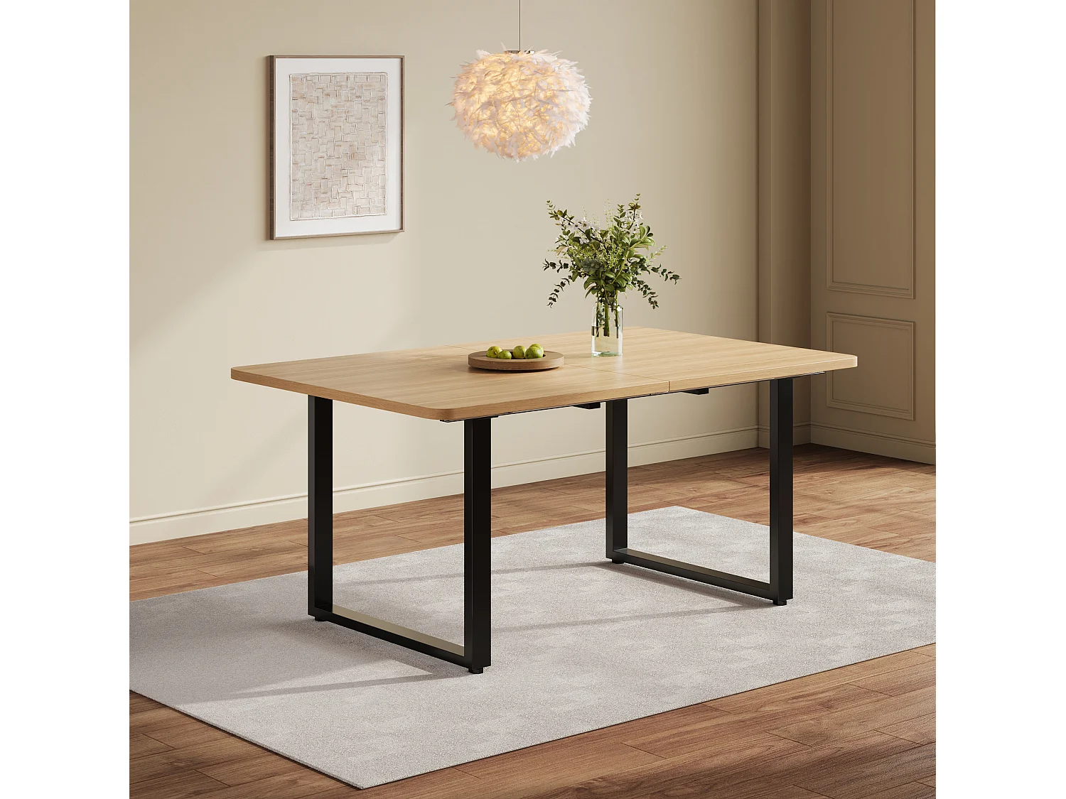 Table à manger extensible 140/180/220x80cm pour 6-10 personnes - Naturel clair