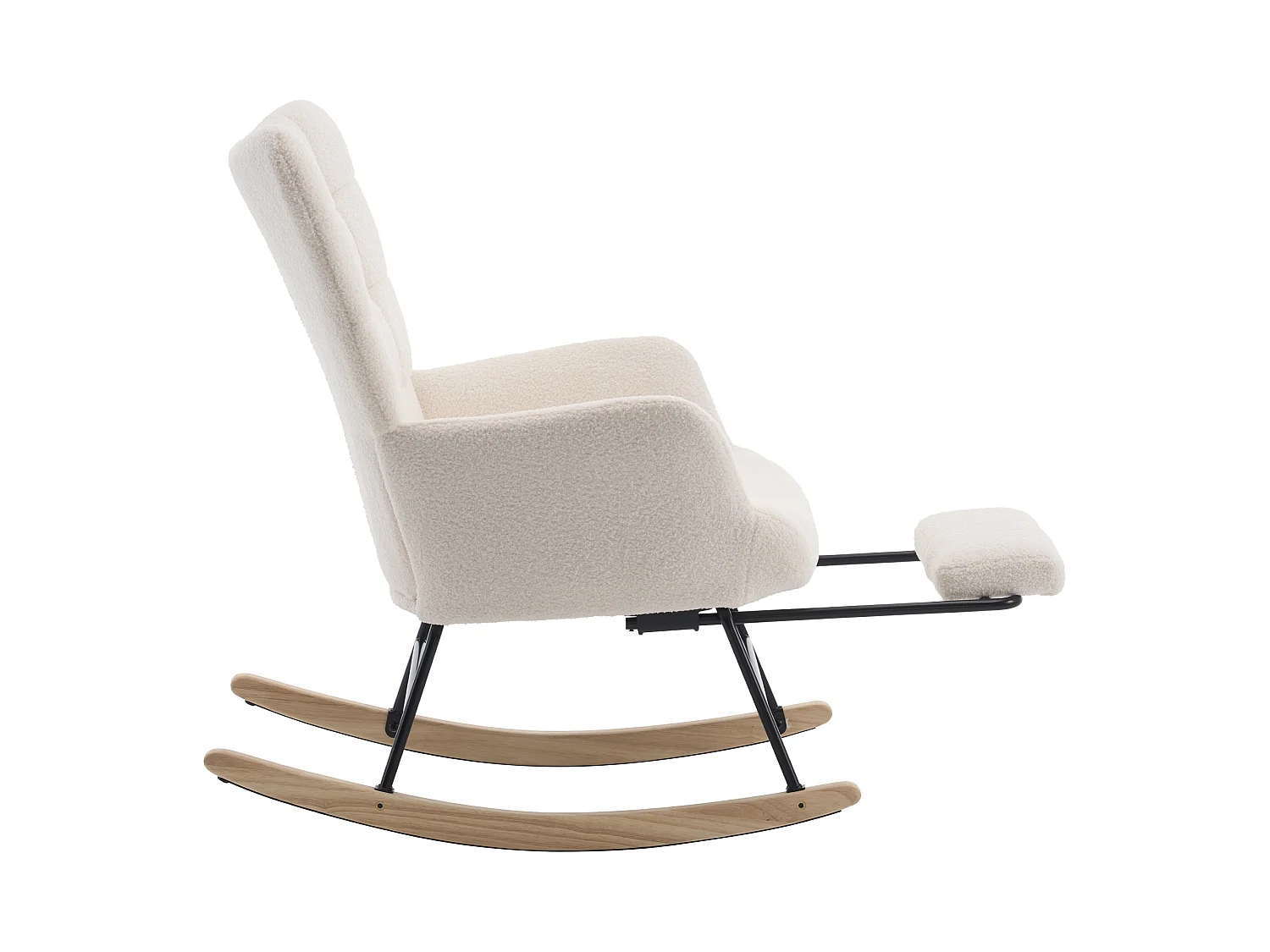 Rocking chair avec repose-pieds escamotable - Fauteuil à bascule en tissu beige