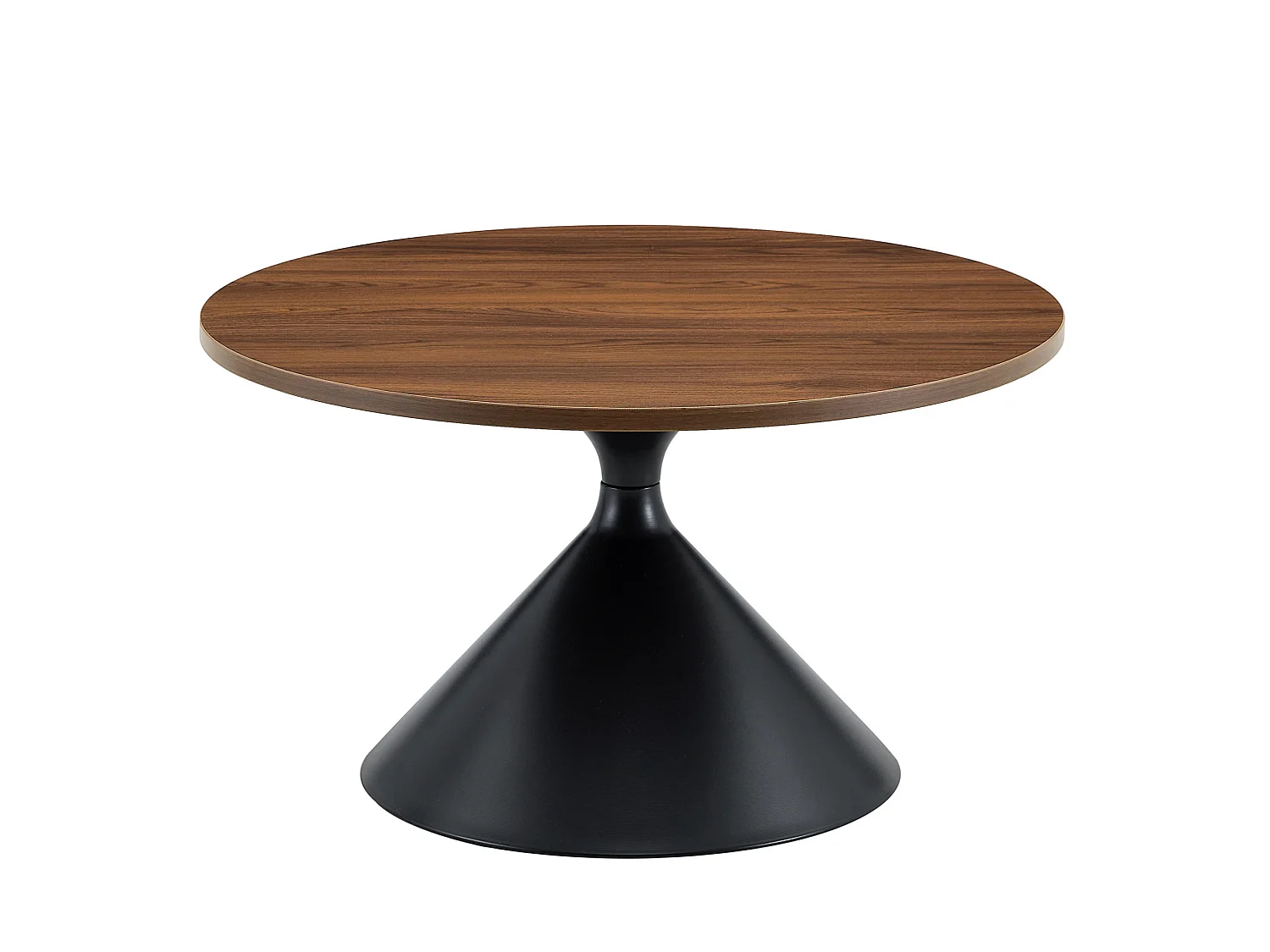 Lot de 2 table basse ronde avec piètement en métal noir - Marron