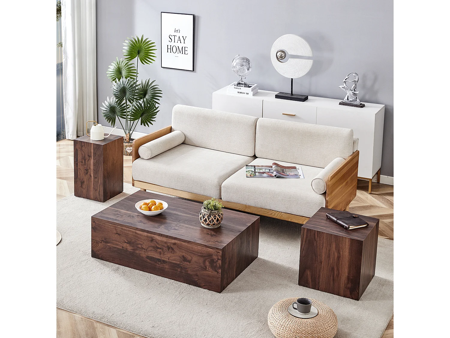 Table basse rectangulaire 90x50x30 cm - Marron foncé