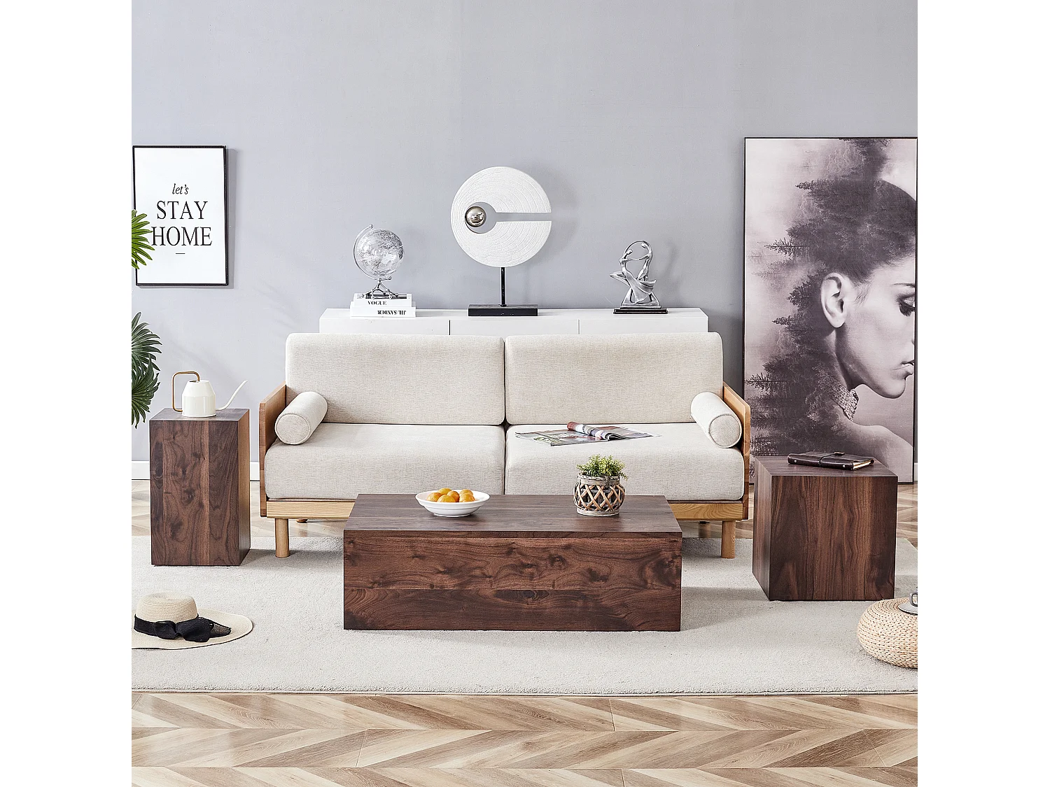 Table basse rectangulaire 90x50x30 cm - Marron foncé