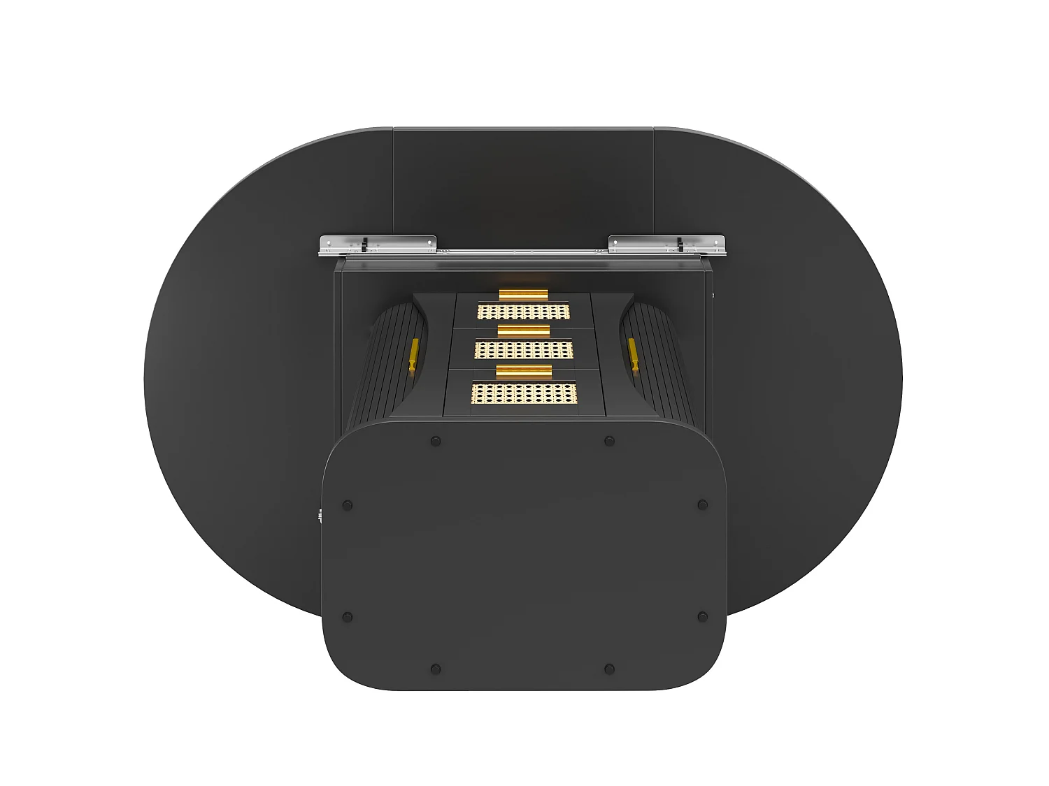 Tavolo da pranzo allungabile 118-158x118 cm con 2 cassetti e ante effetto rattan - Nero