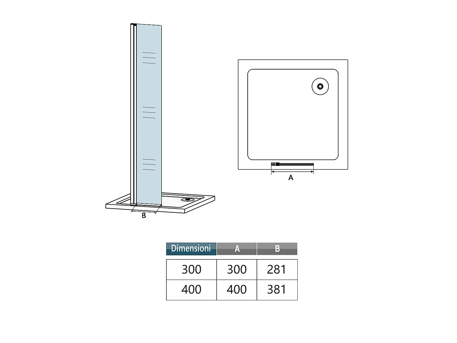 Paraspruzzo Paretina mobile 30x200cm per Walk In Vetro Temperato Trasparente da 6 mm Anticalcare Telaio Nero Opaco