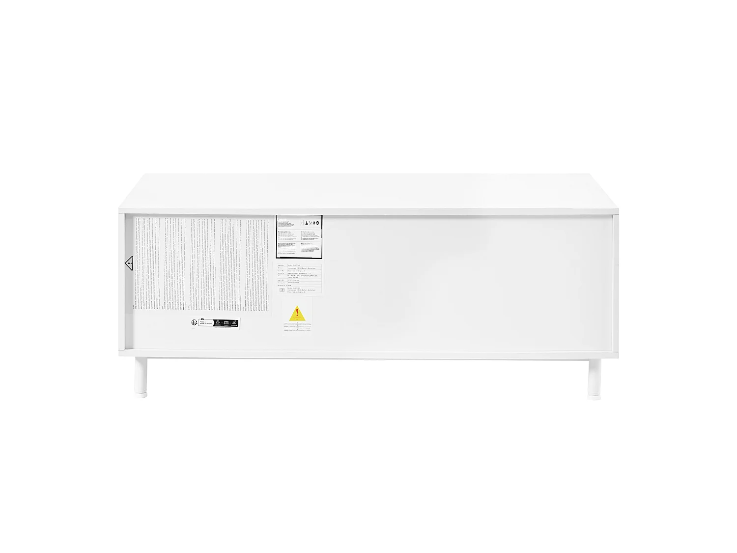 Table basse 100x50 cm blanche avec 2 tiroirs et 2 portes