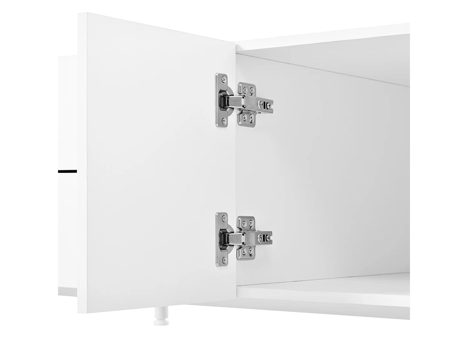 Table basse 100x50 cm blanche avec 2 tiroirs et 2 portes
