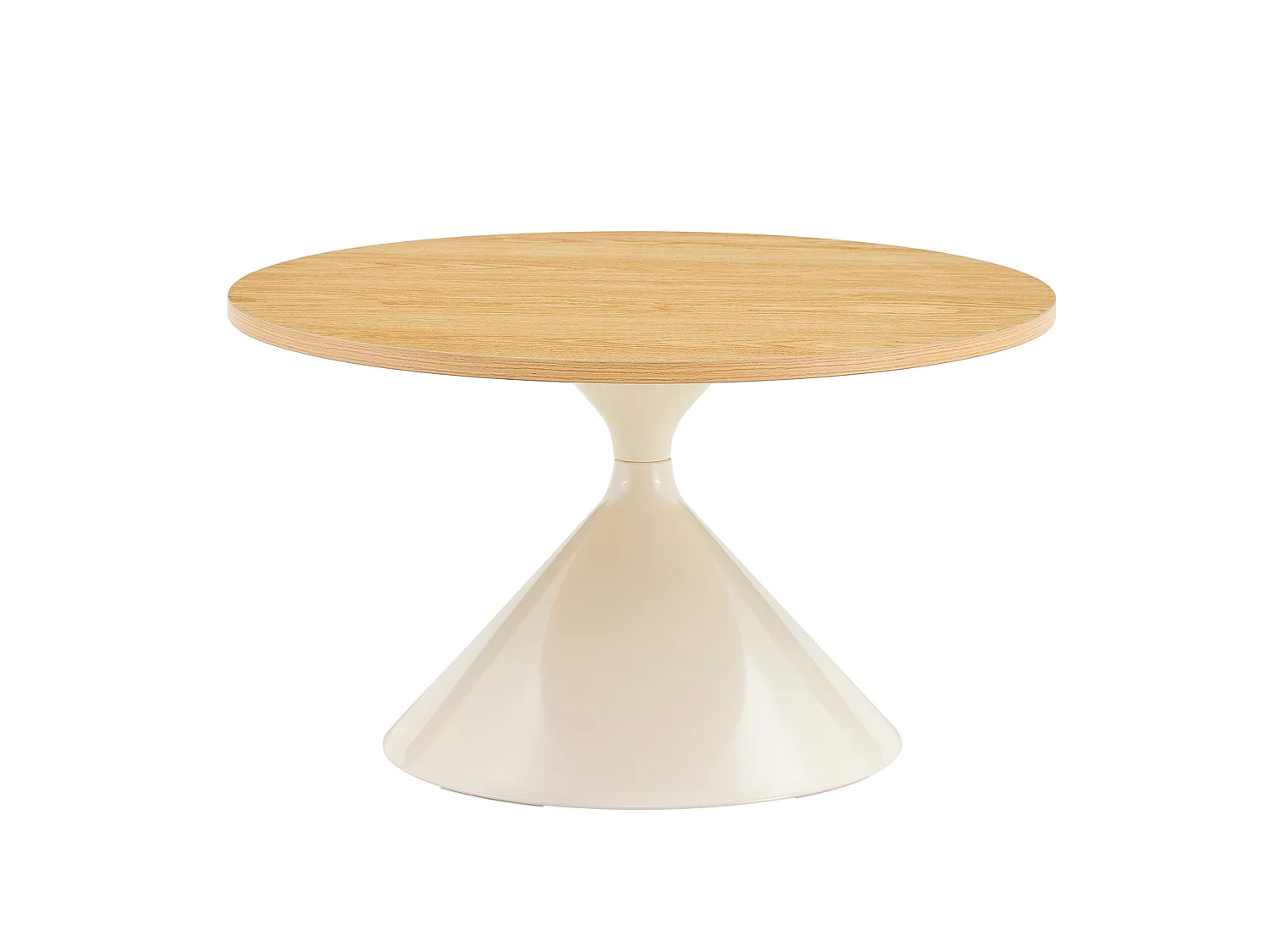 Set di 2 tavolini, 70 cm e 50 cm, con gambe in metallo color crema - Naturale chiaro