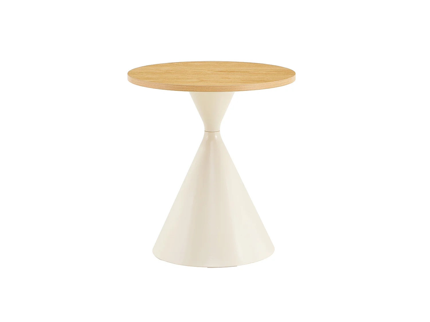 Set di 2 tavolini, 70 cm e 50 cm, con gambe in metallo color crema - Naturale chiaro