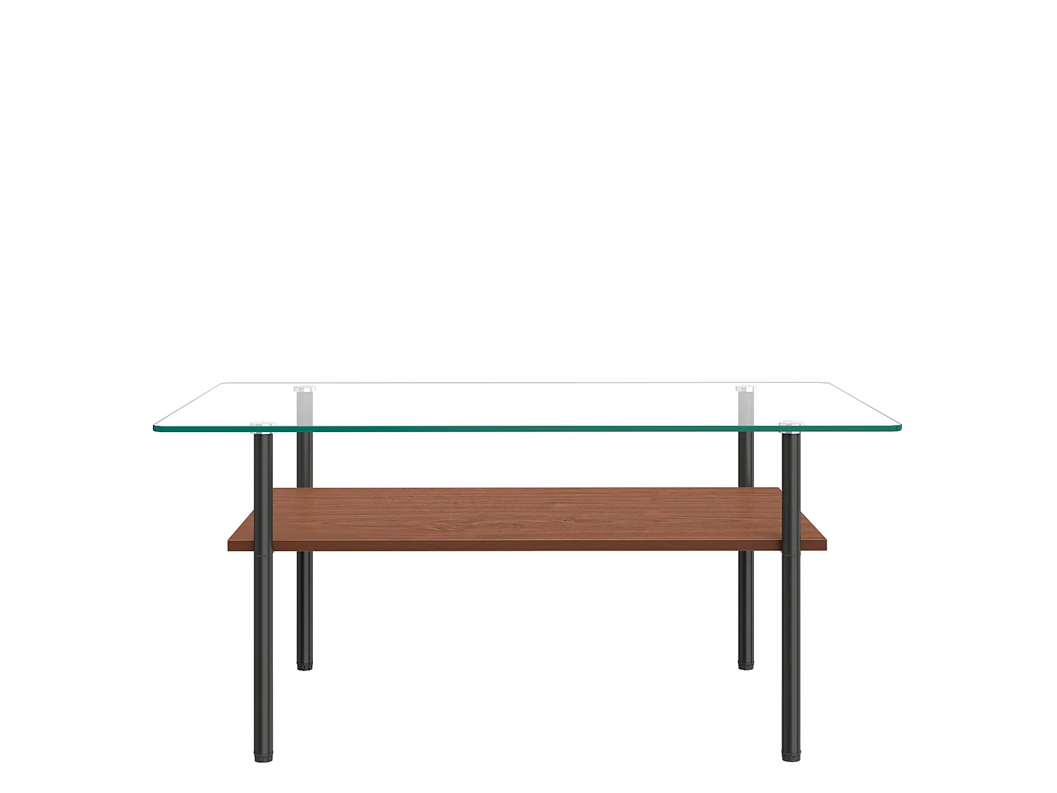 Tavolino moderno con vano contenitore - Piano in vetro - Nero e marrone