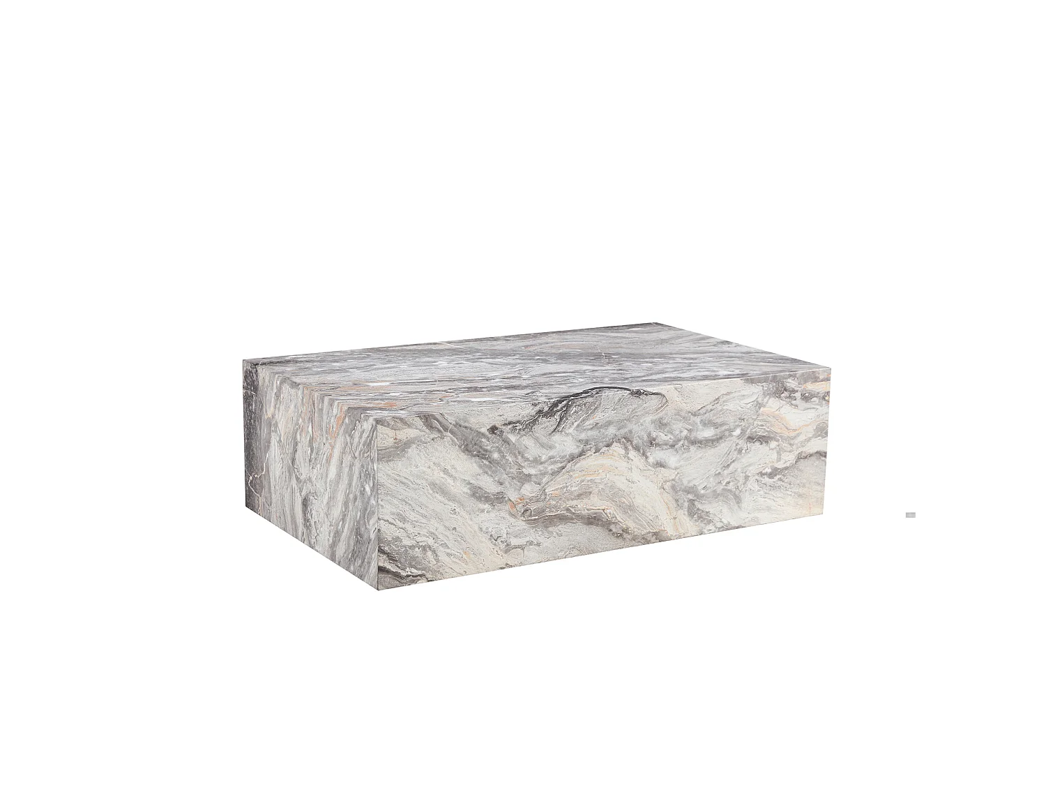 Table basse rectangulaire 90x50x30 cm - Effet marbre gris