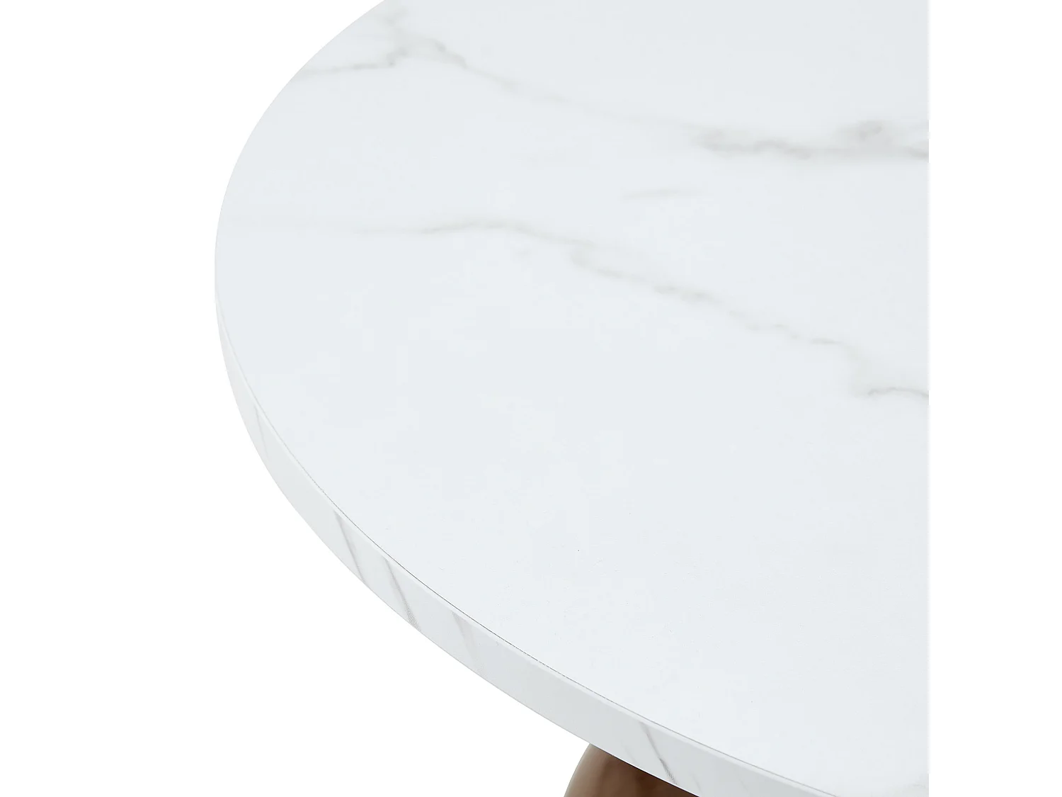 Set di 2 tavolini da caffè rotondi, 70 cm e 50 cm, noce e bianco - Piano effetto marmo