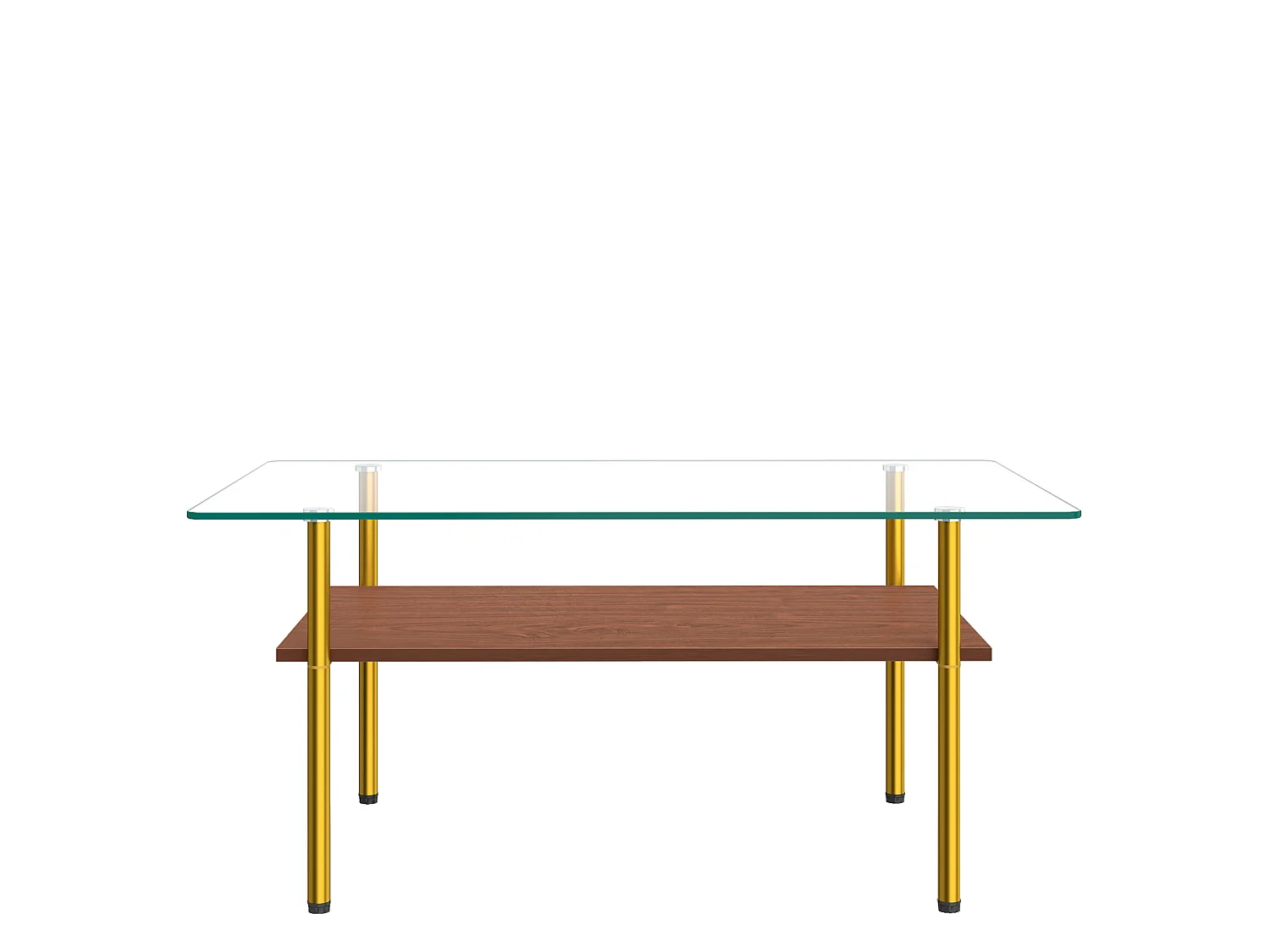 Tavolino moderno con vano contenitore - Piano in vetro - Oro e marrone