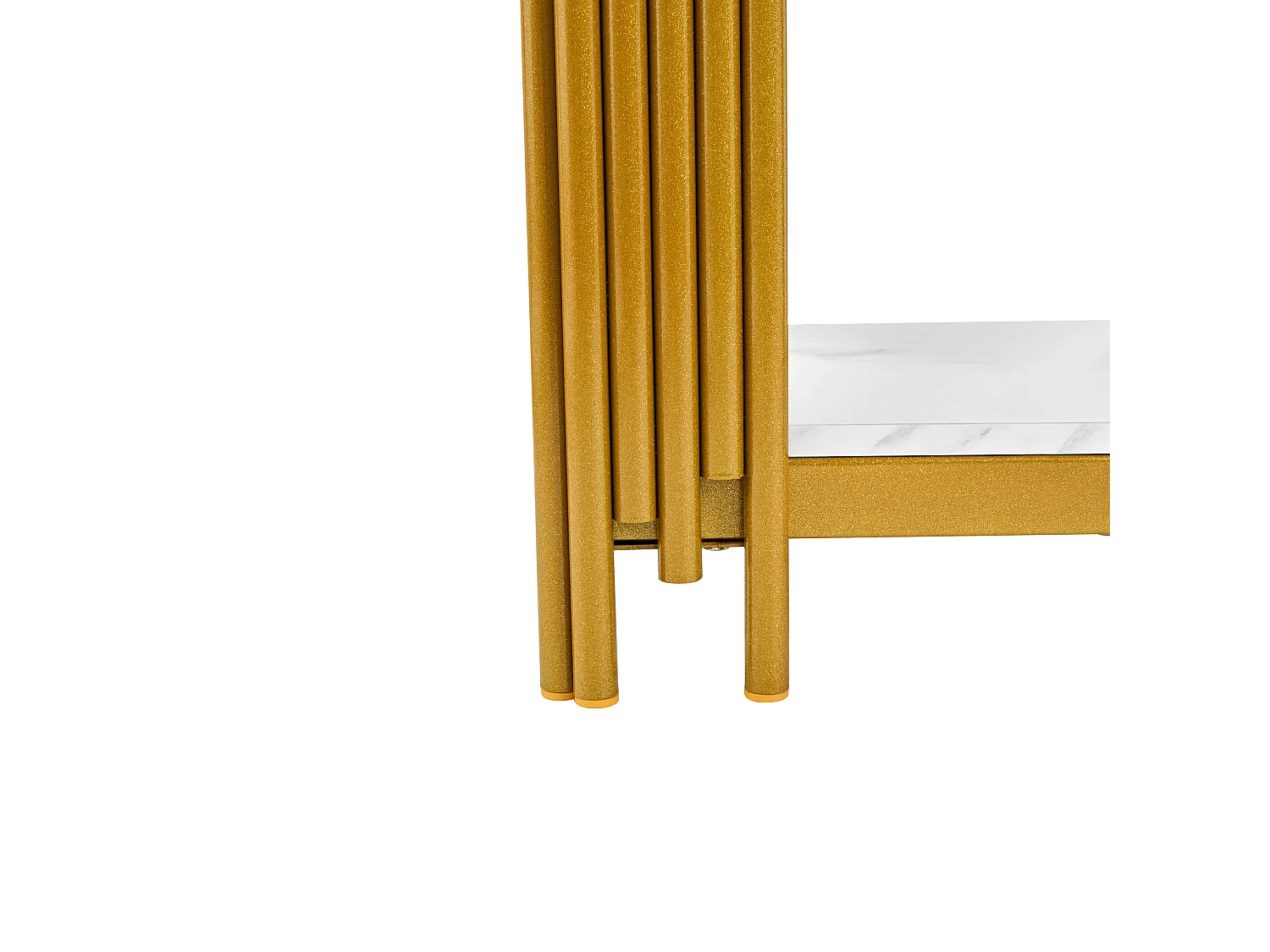 Salontafel met twee niveaus, 54,7 x 43 x 40 cm, wit en goud, marmerlook