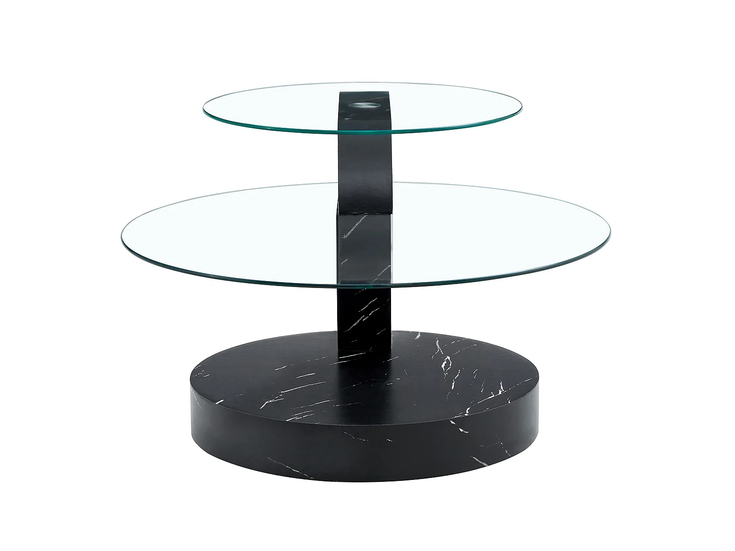 Mesa de centro minimalista de cristal de 2 niveles - Negro