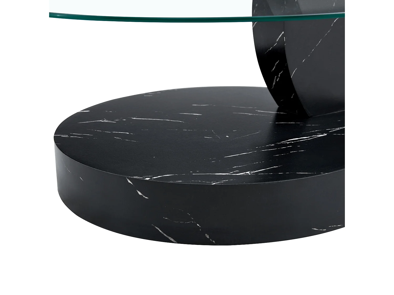 Mesa de centro minimalista de cristal de 2 niveles - Negro