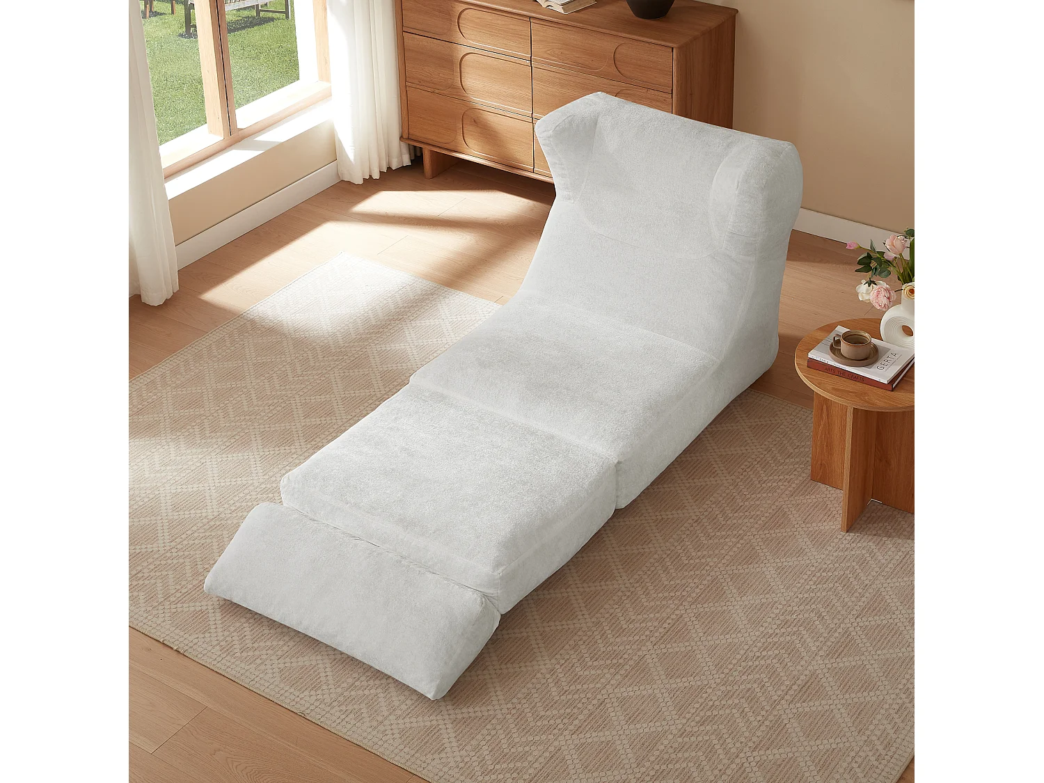 Poltrona/poltrona trasformabile in tessuto bianco - Per soggiorno e camera da letto