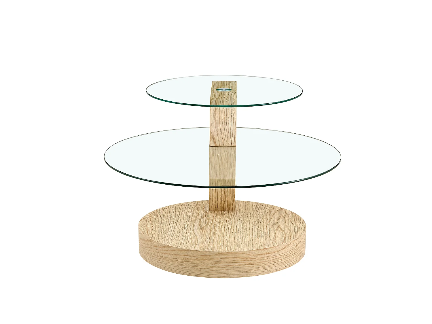 Mesa de centro minimalista de cristal de 2 niveles - Natural claro