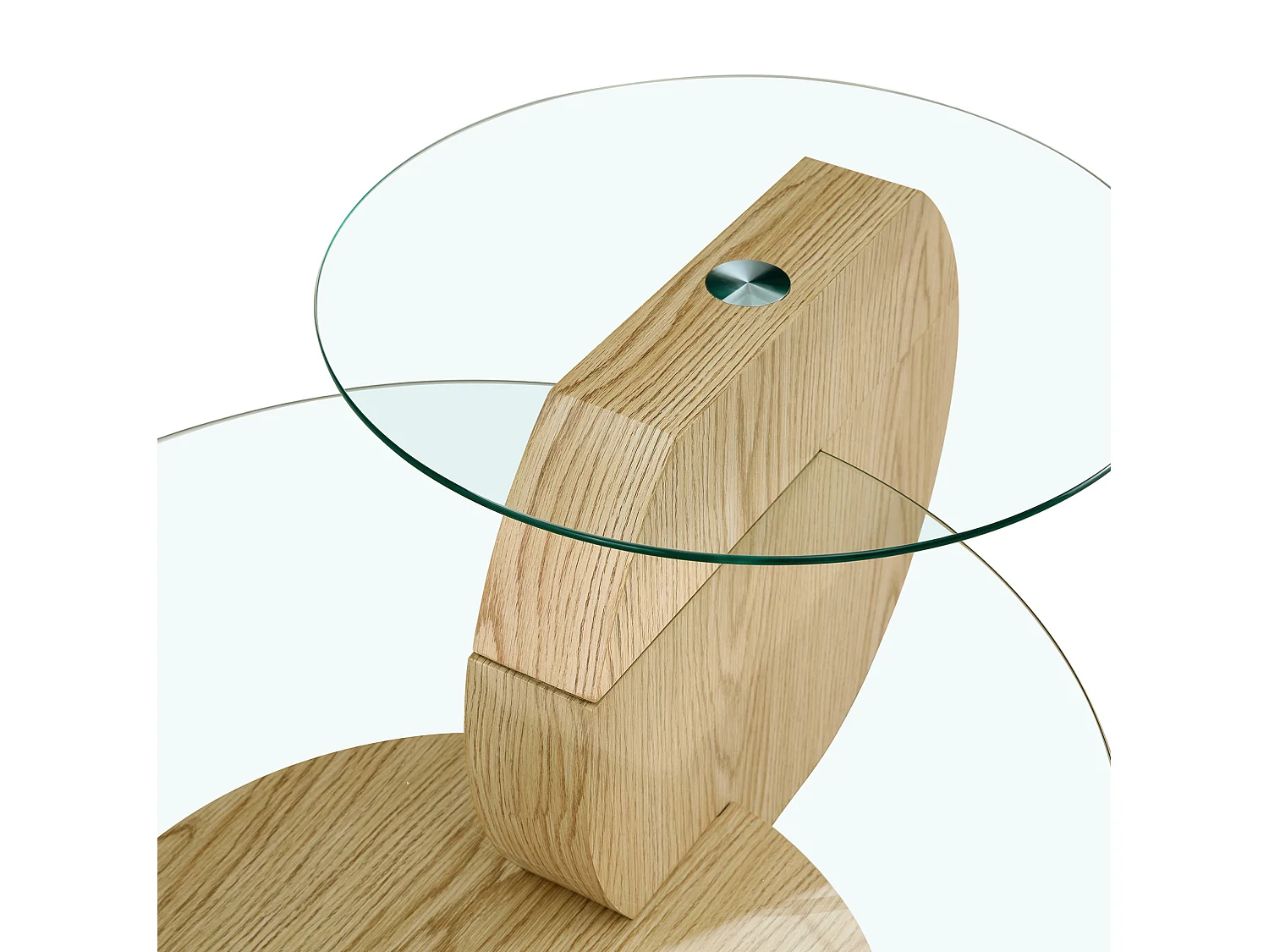 Mesa de centro minimalista de cristal de 2 niveles - Natural claro