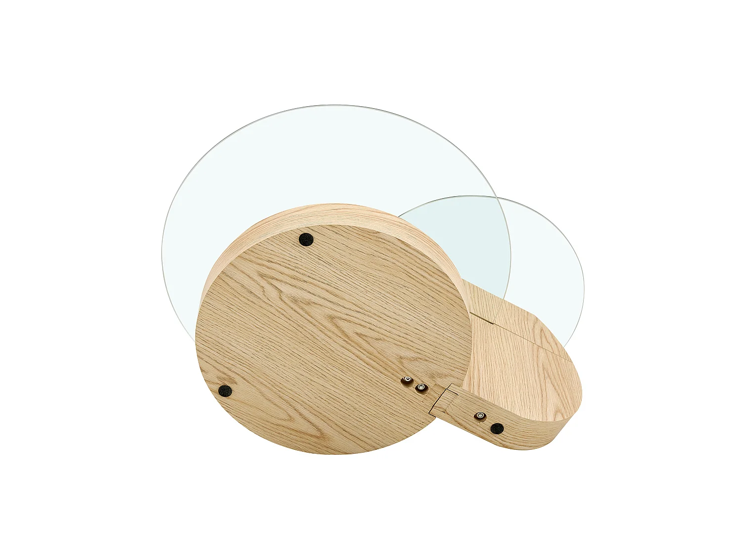 Mesa de centro minimalista de cristal de 2 niveles - Natural claro