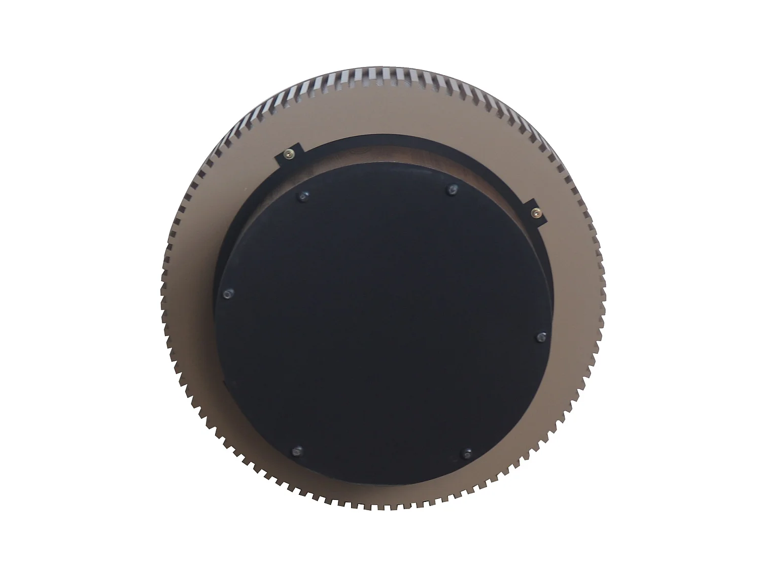 Tavolino rotondo da 75 cm in legno marrone stile retrò con vano contenitore - Piano effetto legno