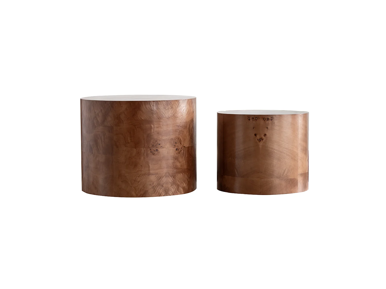 Set di 2 tavolini rotondi impilabili, 48 cm e 38 cm, in legno marrone scuro
